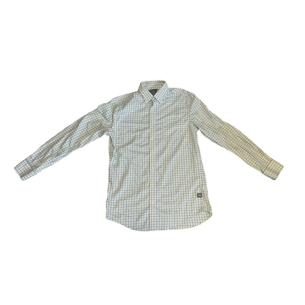 The Savile Row Company Men's Button Down Shirt Size M 15-15 1/2 Green Blue Plaid